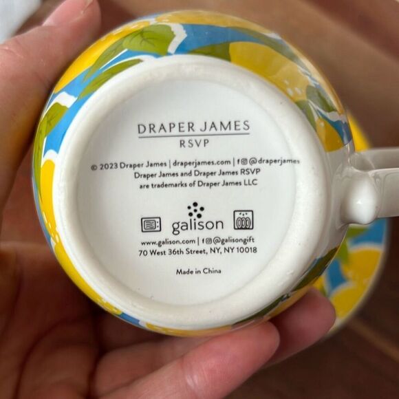 NWT DRAPER JAMES RSVP Lemons Boxed Teacup & Saucer Mother’s Day Gift Wife Tea - Picture 7 of 9